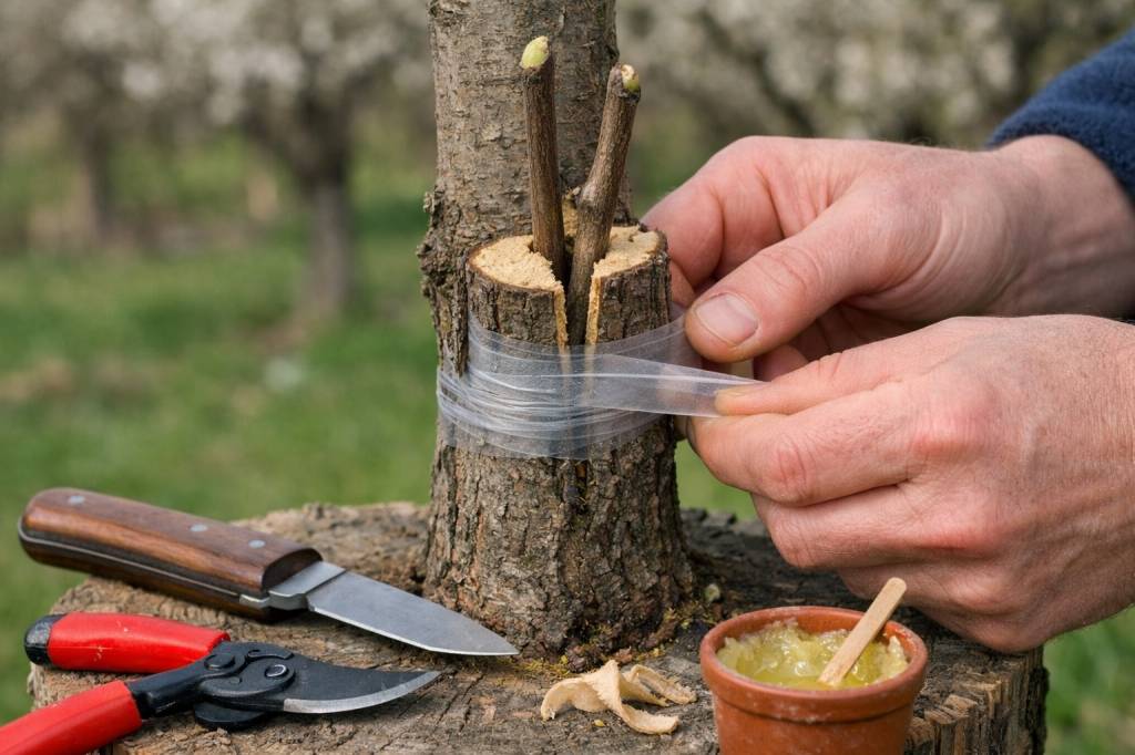 Greffe anglaise compliquée : méthode détaillée pour les fruitiers à bois difficile ou de gros diamètre